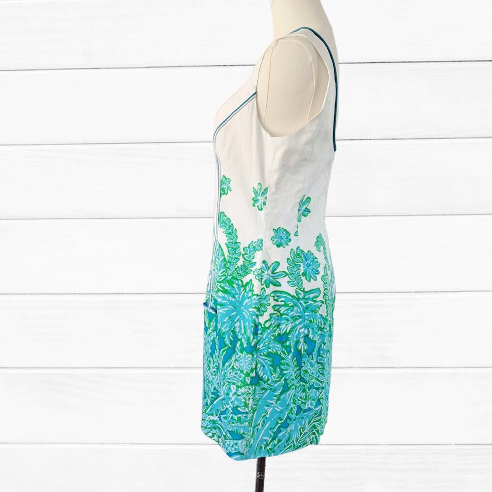 Lilly Pulitzer Carlow Shift Mini Dress Size 6 Resort White Palm Party Blue - Picture 7 of 12